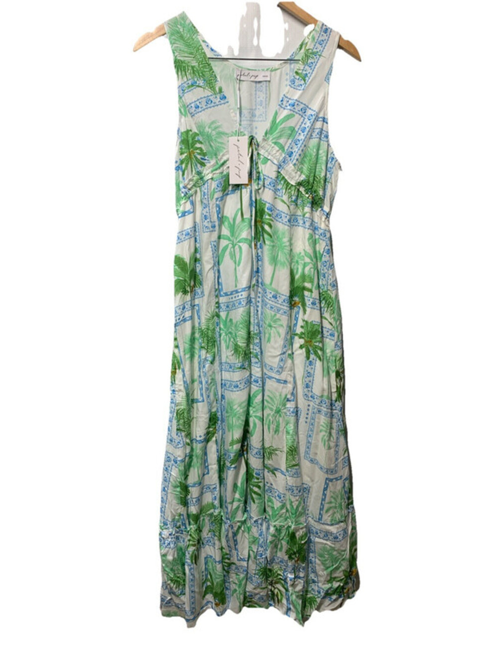 Petal & Pup Women's Rhiannon Maxi Dress Sleeveless Deep V-Neck Front Tie Medium